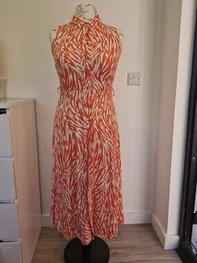 F&F Mid-length orange and white zebra print dress